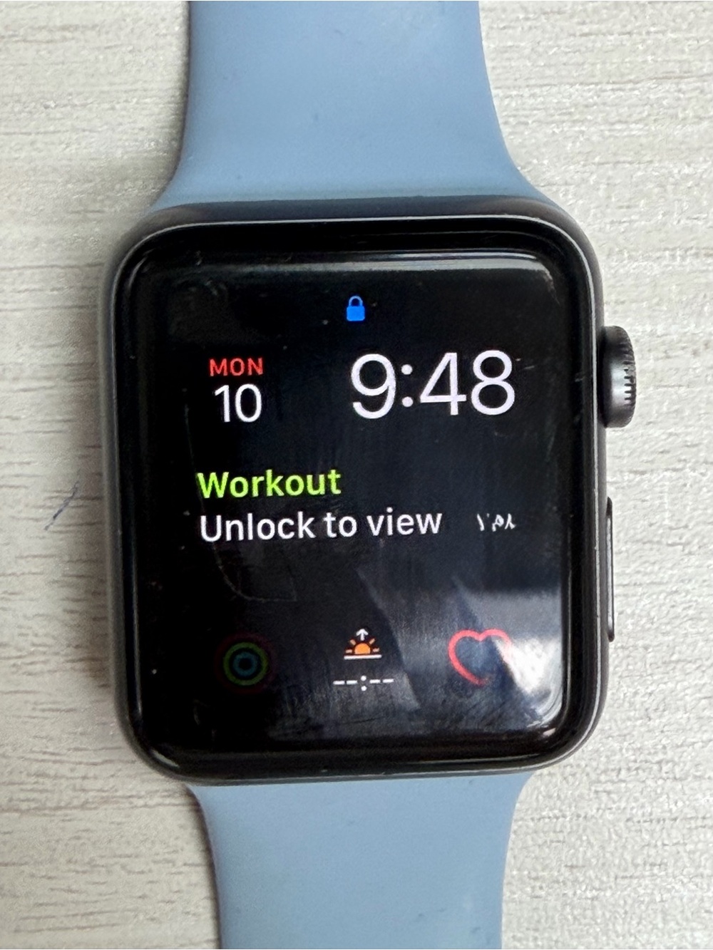 Apple Watch series 3- 42 MM - Blue Band Fitness Smartwatch with charger cable